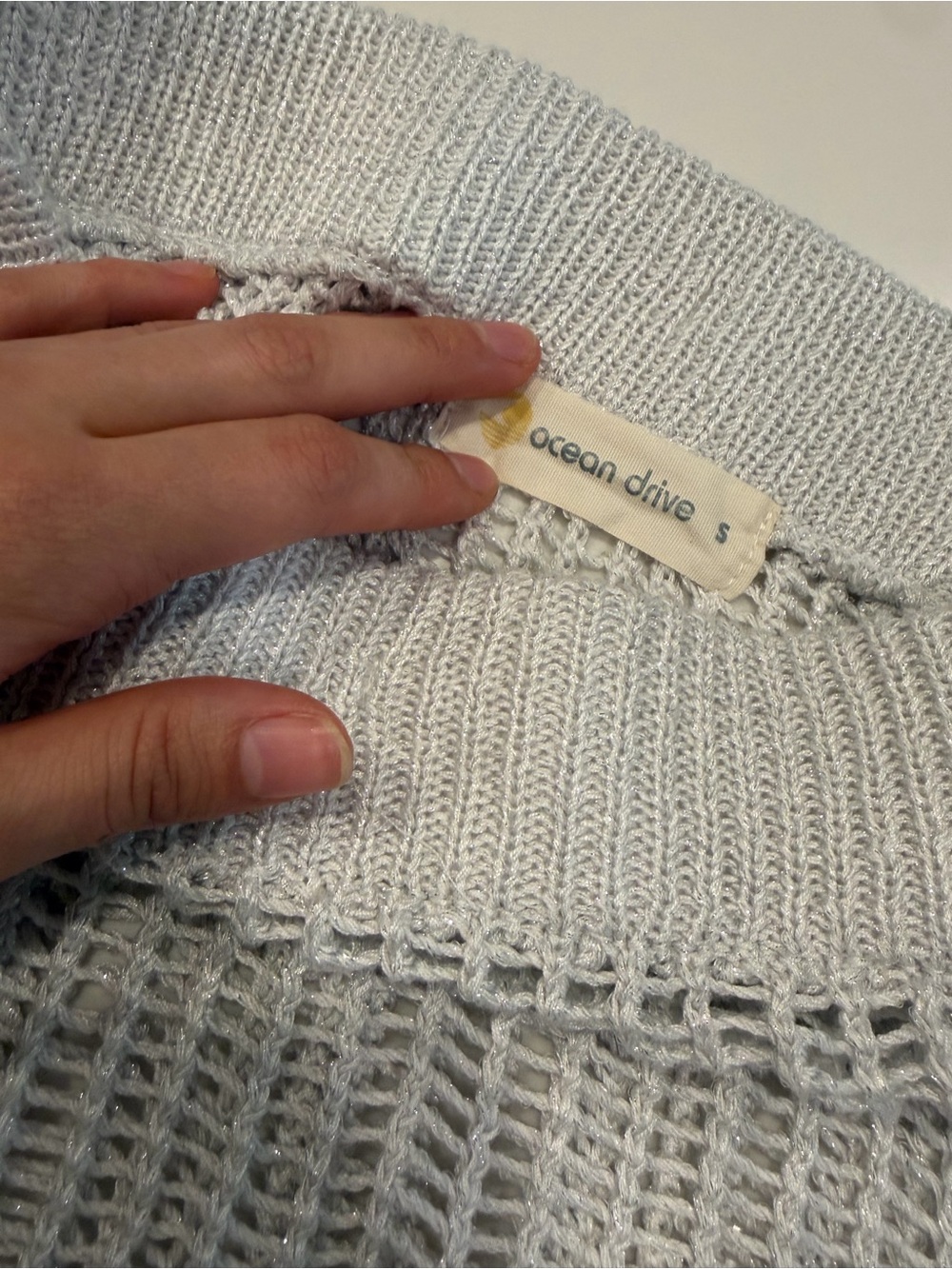 Ocean Drive Silver Metallic Open-Knit Crochet Mini Skirt - Picture 4 of 7